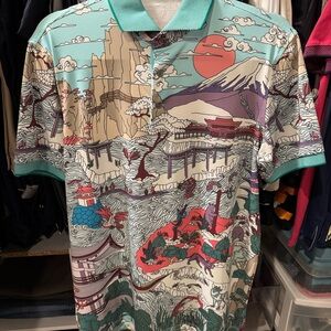 Greyson Scenic Print Polo Shirt - Multicolor